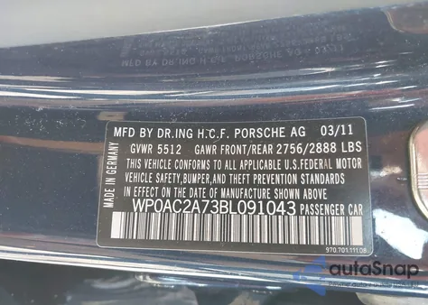 2011 Porsche Panamera Turbo z USA, uszkodzony, nr VIN WP0AC2A73BL091043